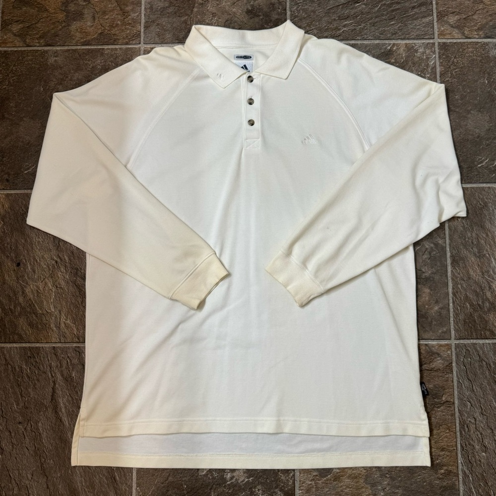 Adidas Climalite Golf Polo Performance Shirt Mens XL Whirlte Long Sleeve